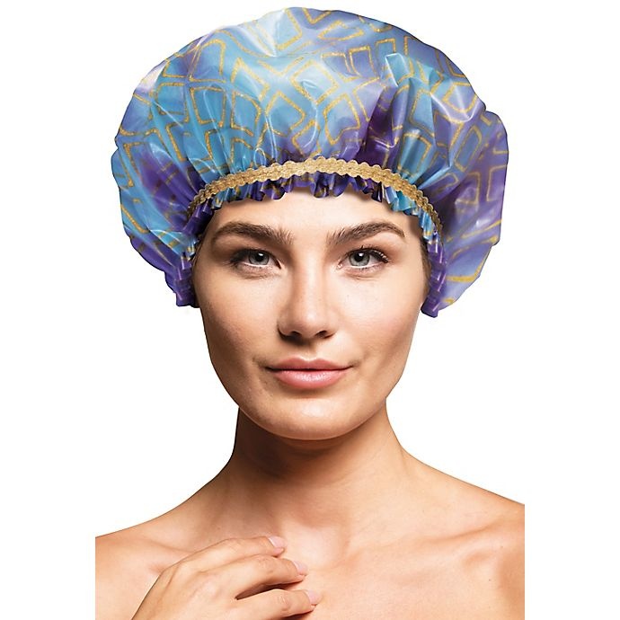 slide 2 of 7, Lulu Beauty Shower Cap - Splash Gold, 1 ct