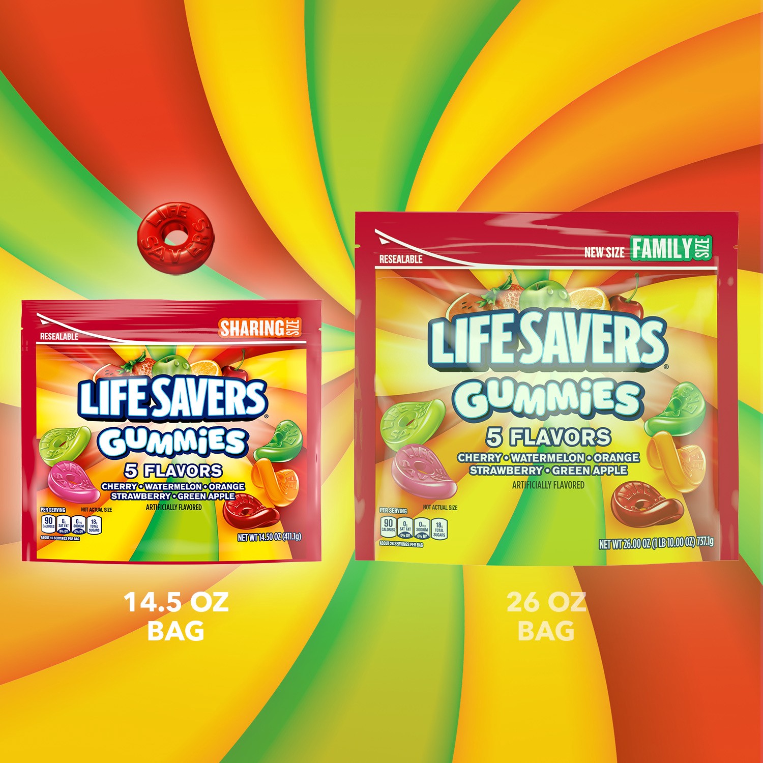 slide 3 of 8, Life Savers Lifesaver Gummies Stand Up Pouch, 14.5 oz