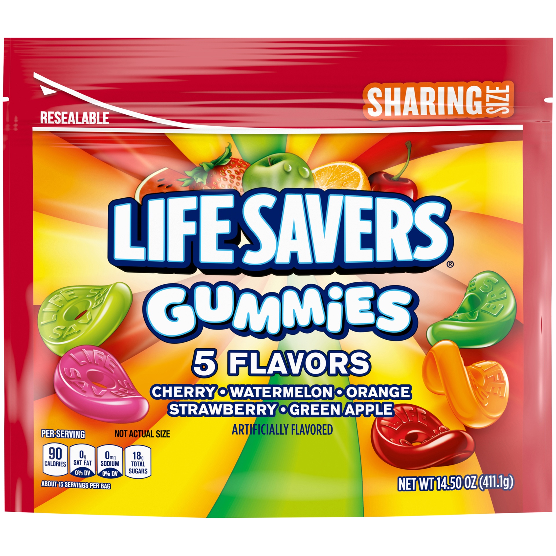 slide 1 of 1, LIFE SAVERS Gummy Candy, 5 Flavors, Sharing Size, 14.5 oz