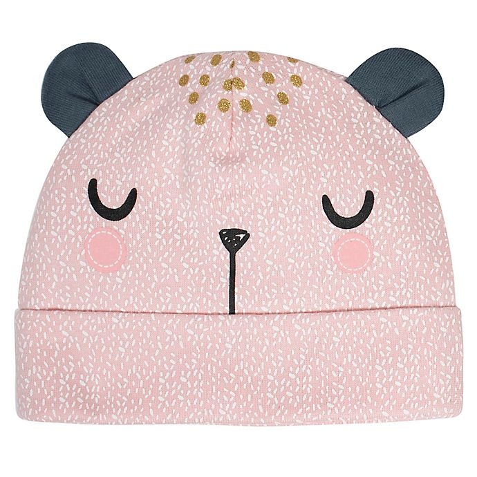 slide 2 of 3, Gerber Newborn Bear Hats - Pink/Grey, 2 ct