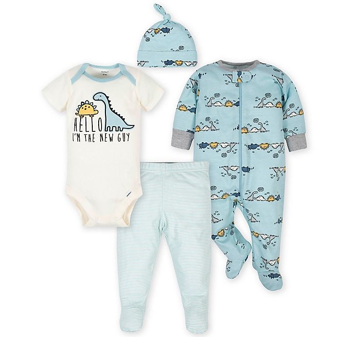 slide 1 of 5, Gerber Preemie Dino Take Me Home Set - Blue/Ivory, 4 ct