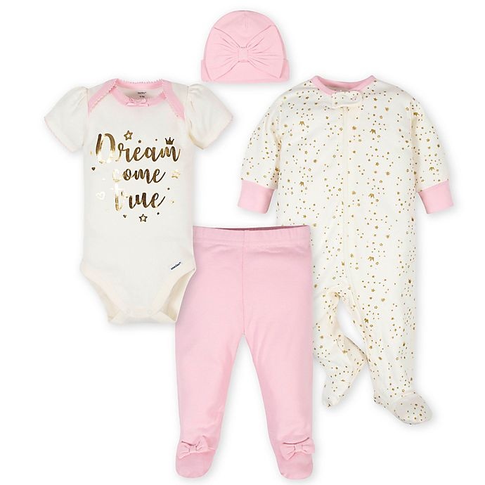 slide 1 of 5, Gerber Preemie Princess Take Me Home Set - Pink/Ivory, 4 ct