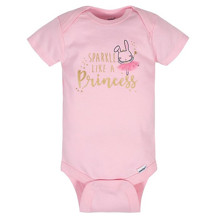 slide 2 of 6, Gerber Onesies Newborn Princess Short Sleeve Bodysuits - Pink/Ivory, 5 ct