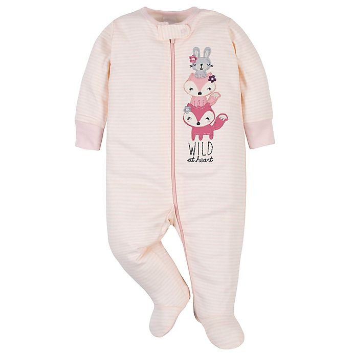 slide 2 of 5, Gerber Newborn Organic Flower Sleep'n Play Footies - Pink, 2 ct