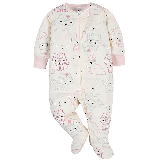 slide 3 of 5, Gerber Newborn Organic Flower Sleep'n Play Footies - Pink, 2 ct