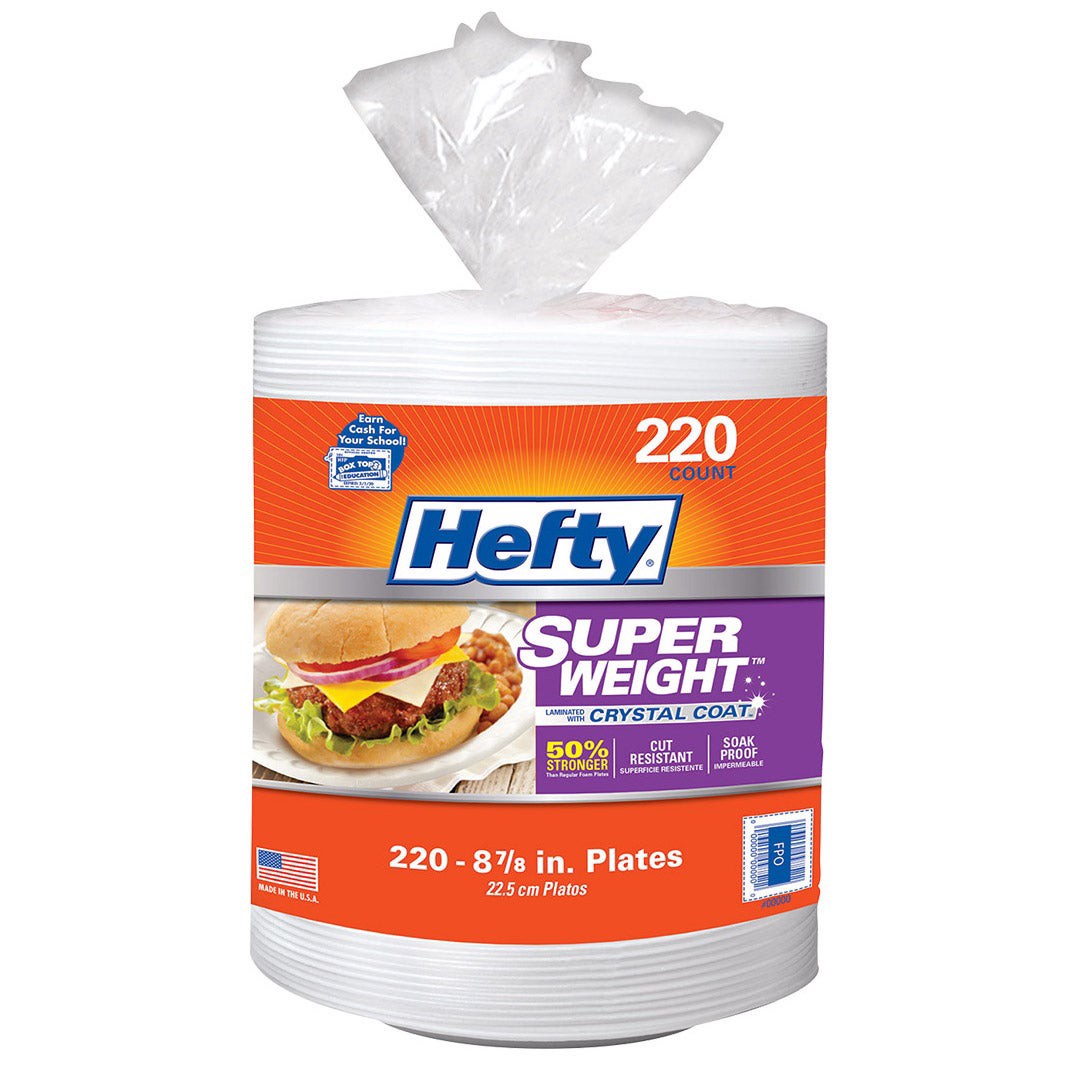 slide 1 of 1, Hefty Super Weight 8 7/8-inch Foam Plate, 220 count, 