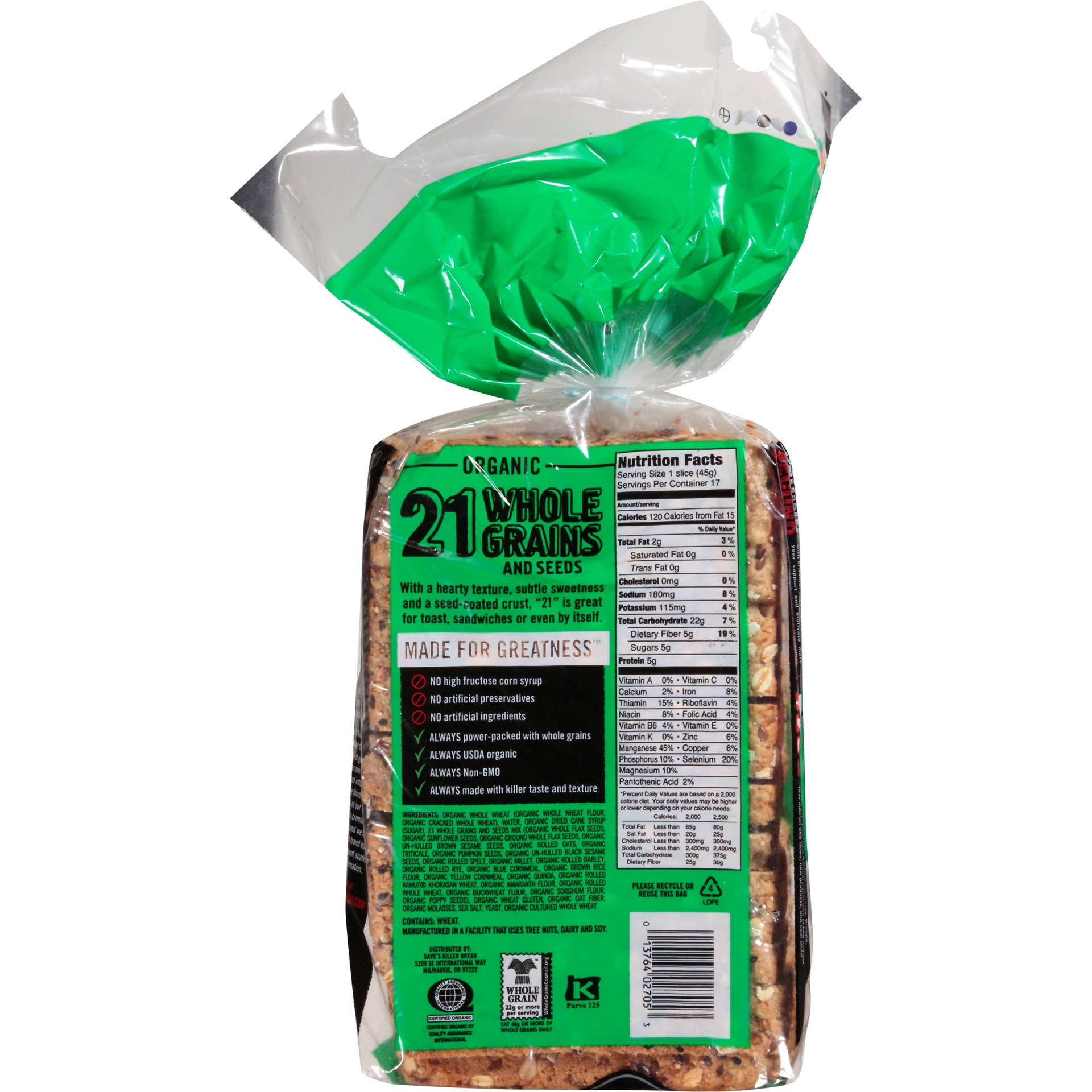 slide 6 of 8, Dave's Killer Bread Bread, Organic, 21 Whole Grains and Seeds, 27 oz