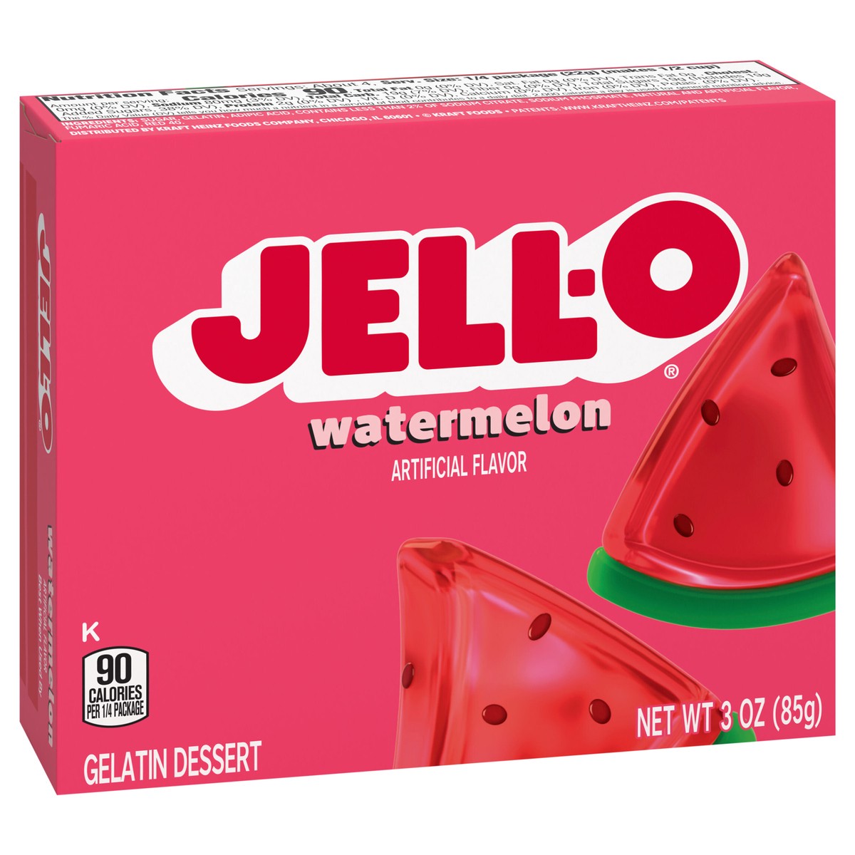 slide 9 of 9, Jell-O Watermelon Artificially Flavored Gelatin Dessert Mix, 3 oz Box, 3 oz