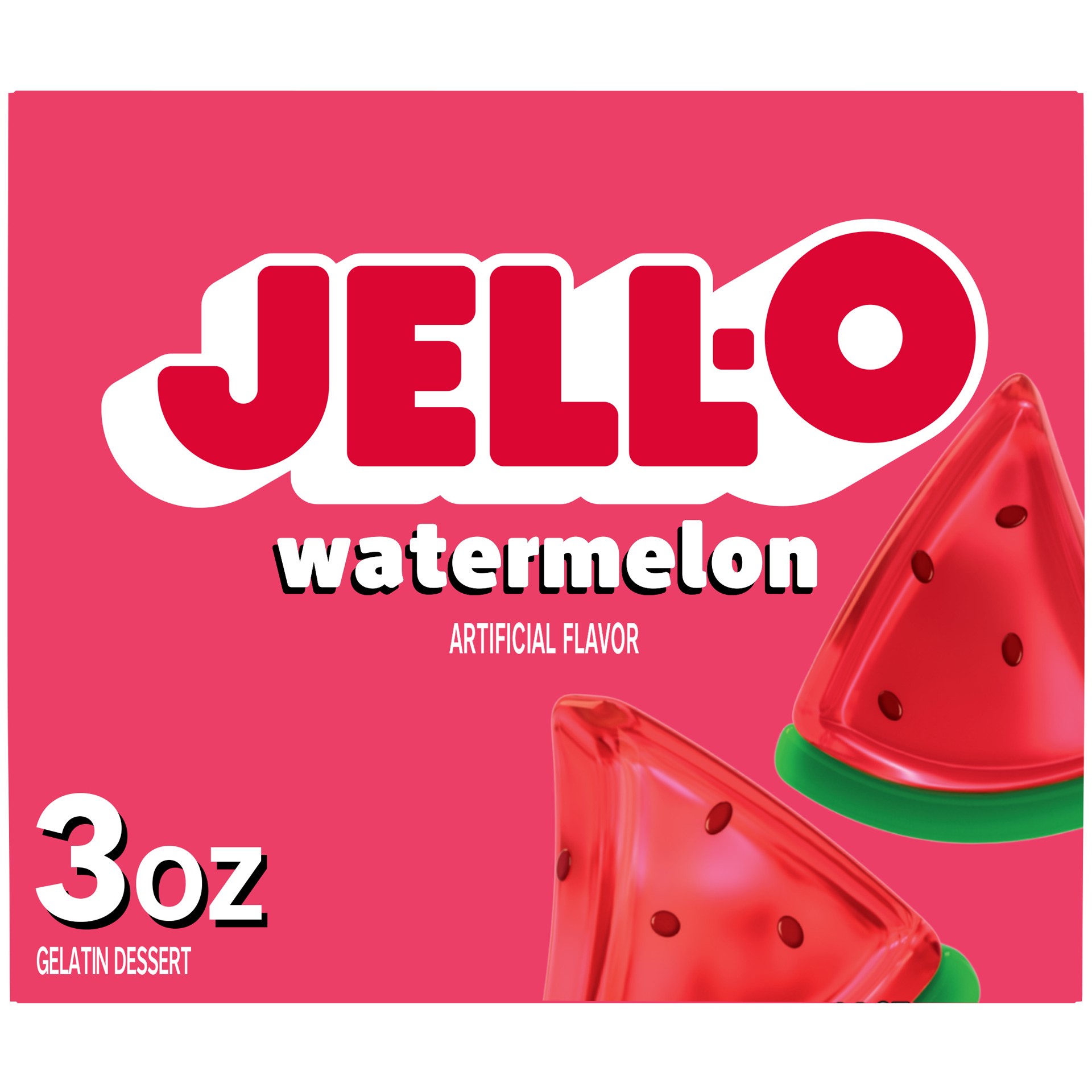 slide 1 of 9, Jell-O Watermelon Artificially Flavored Gelatin Dessert Mix, 3 oz Box, 3 oz