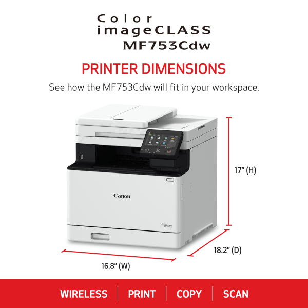 Canon Color Imageclass Mf753Cdw Wireless Color Laser All-In-One Printer ...