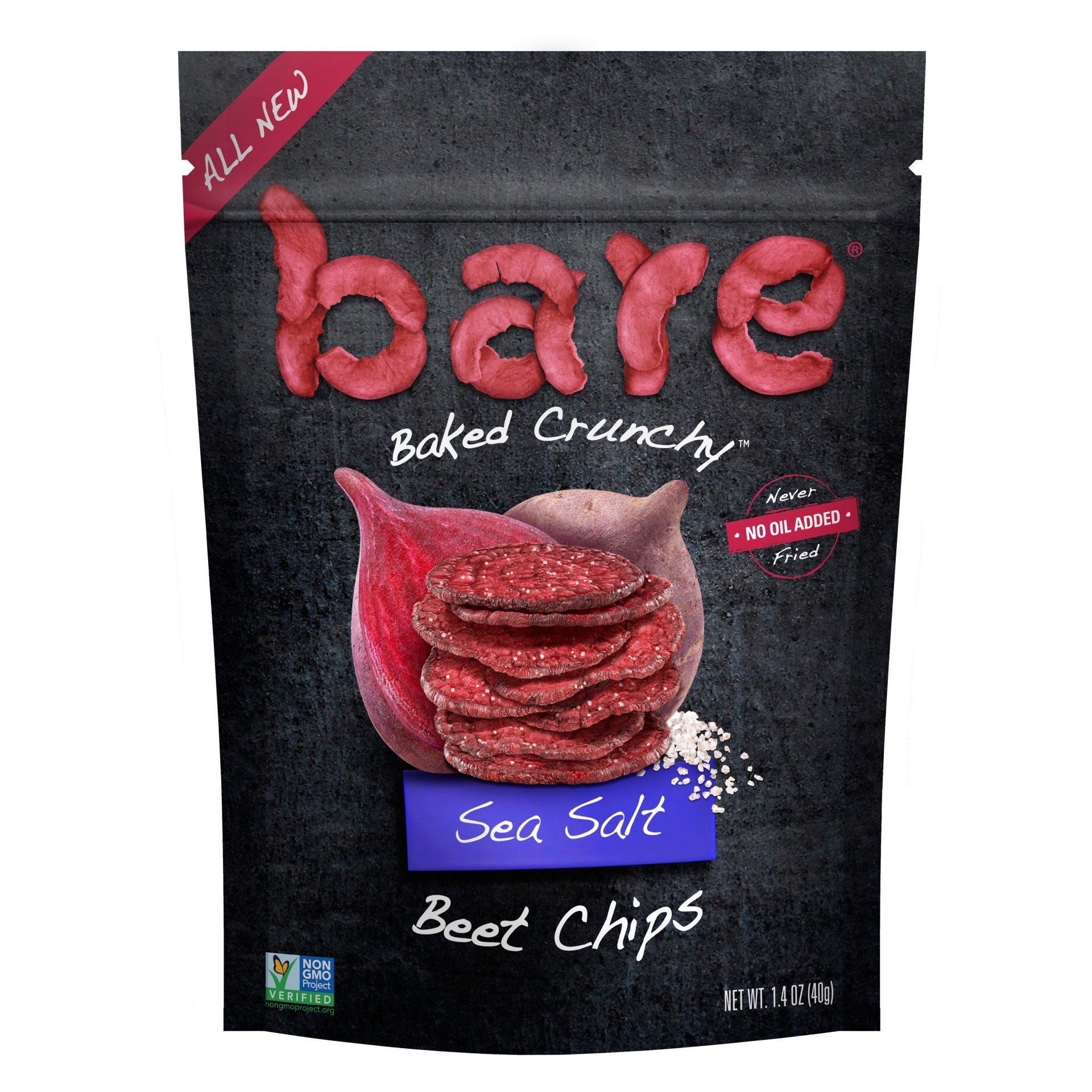 slide 1 of 2, Bare Baked Crunchy Sea Salt Beet Chips, 1.4 oz