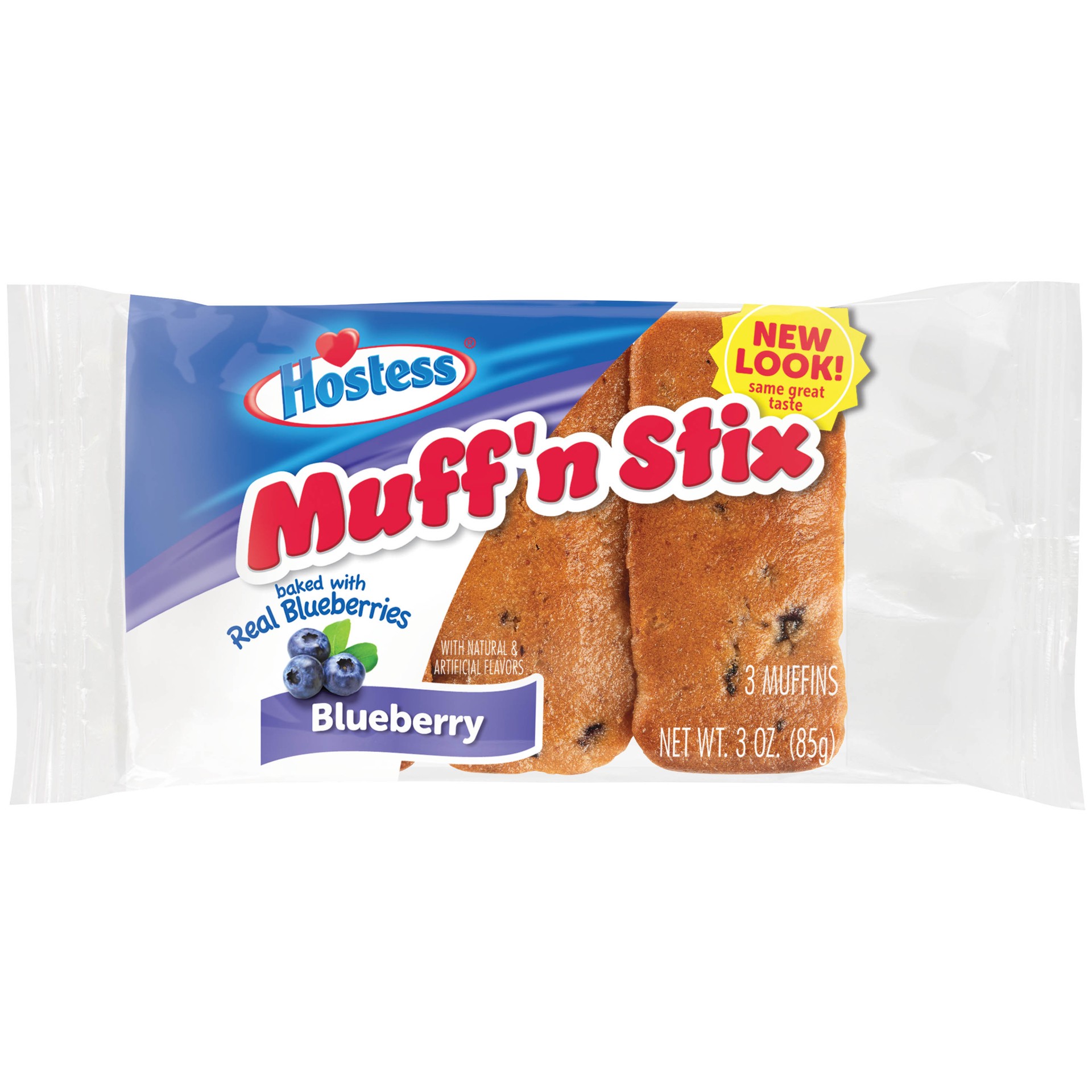 slide 1 of 4, HOSTESS Blueberry Muff'n Stix Single Serve, 3 Count, 3 oz, 3 oz