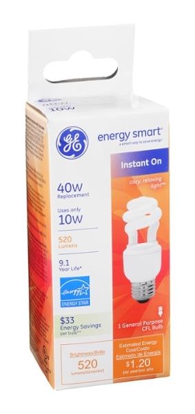 slide 1 of 1, GE ENERGY SMART CFL General Electrc Energy Smart 10 Watt Mini Spiral Light Bulb, 1 ct
