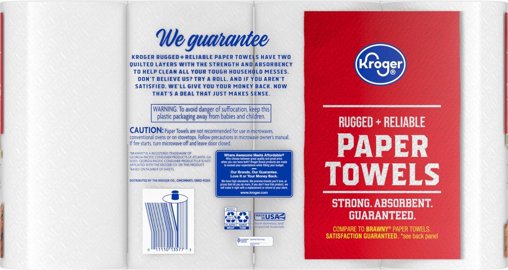 slide 2 of 3, Kroger Rugged + Reliable Paper Towels Double Plus Rolls, 4 ct