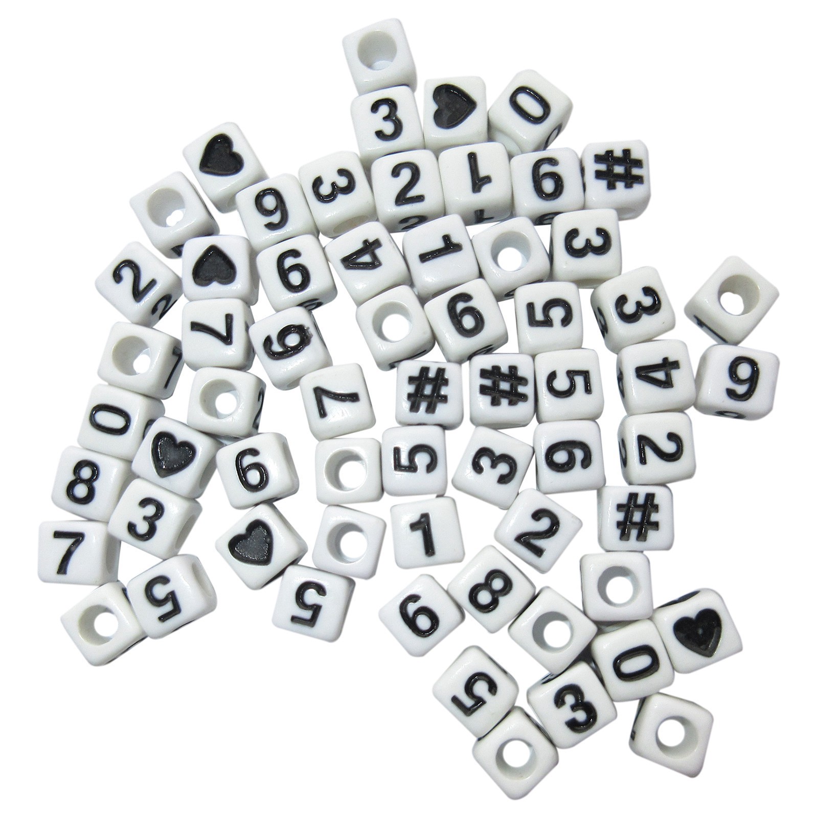 slide 3 of 3, White Number Square Beads By Creatology, 6 mm