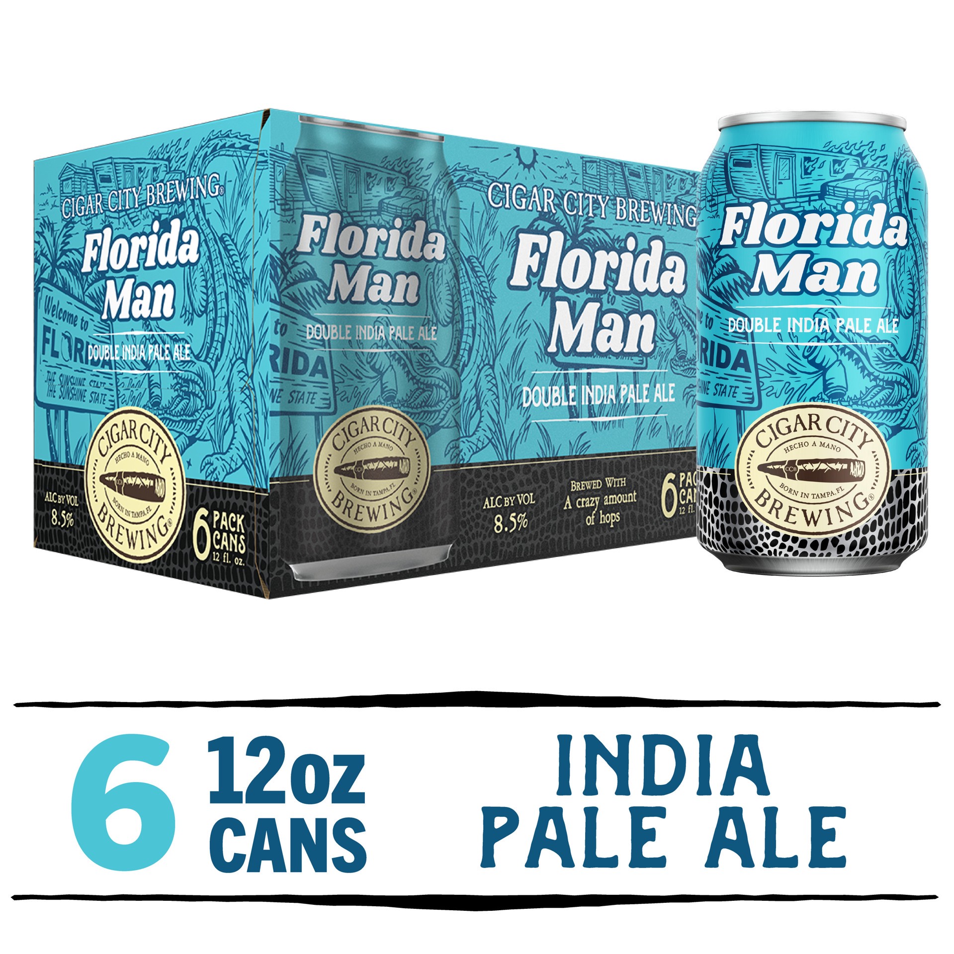 slide 4 of 9, Cigar City Florida Man Double IPA 6 Pack 12 fl oz Can, 12 oz