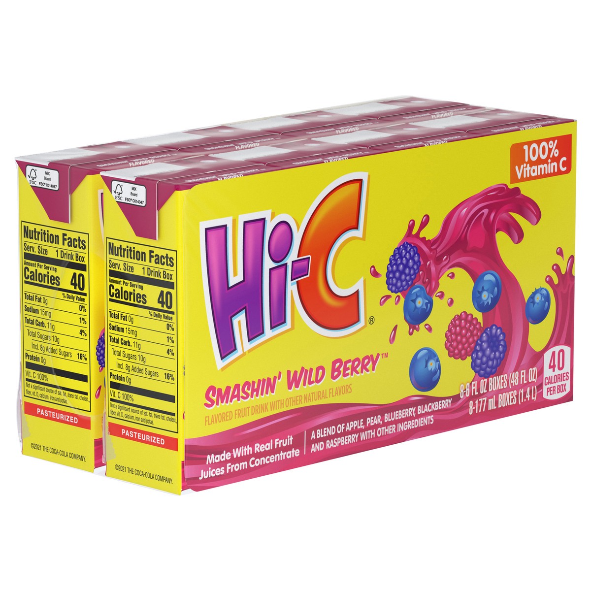 slide 4 of 9, Hi-C Smashin Wild Berry Cartons- 8 ct, 8 ct; 6 fl oz