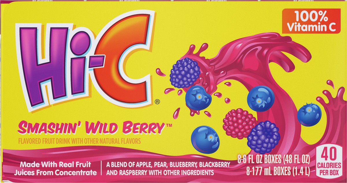slide 6 of 9, Hi-C Smashin Wild Berry Cartons- 8 ct, 8 ct; 6 fl oz