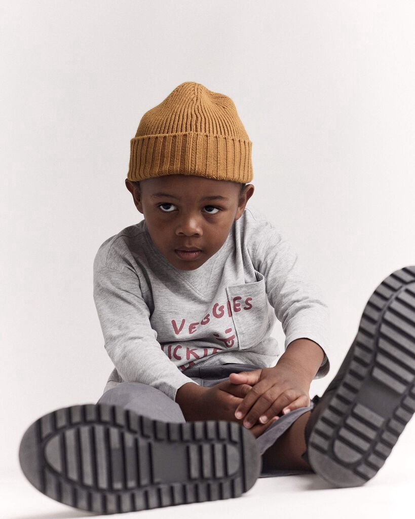 slide 5 of 7, Otteravenue Toddler 'Chicken Nuggies' Long-Sleeve Pocket Graphic Tee - Heather Grey Heather Grey 12M, 1 ct