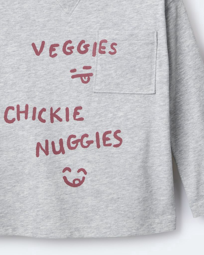 slide 6 of 7, Otteravenue Toddler 'Chicken Nuggies' Long-Sleeve Pocket Graphic Tee - Heather Grey Heather Grey 12M, 1 ct