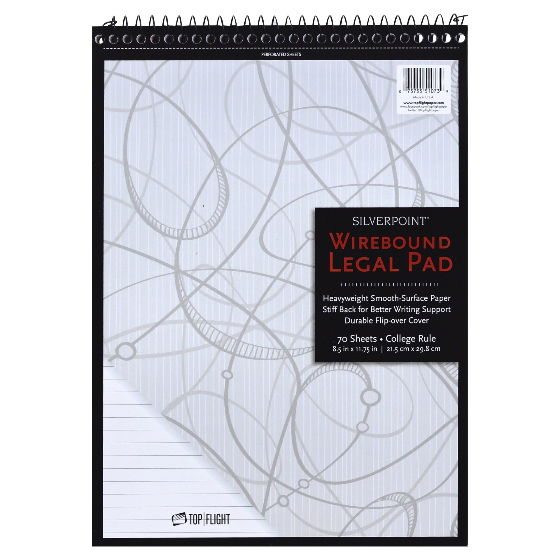 slide 1 of 4, Top Flight Silverpoint College Rule Legal Pad 70 Sheets, 70 ct