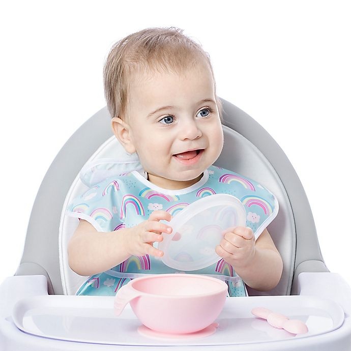 slide 2 of 3, Bumkins Silicone First Feeding Set with Lid & Spoon - Pink, 1 ct