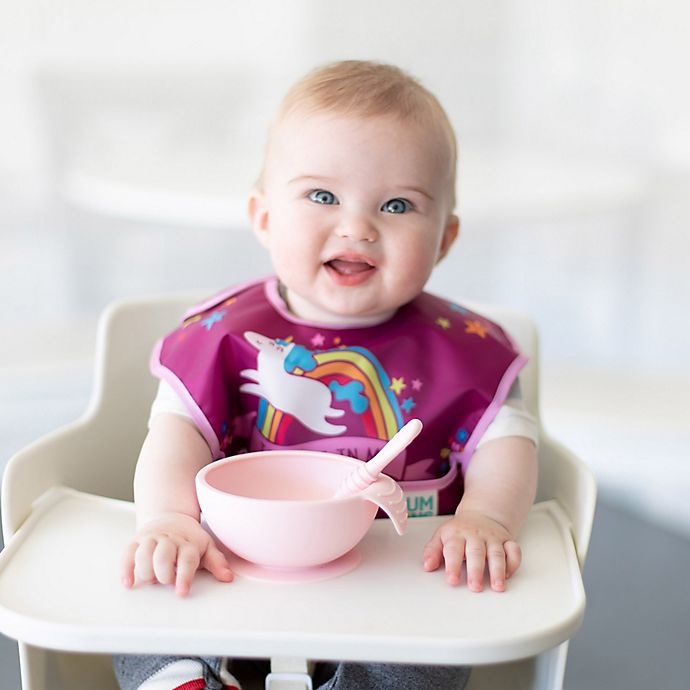 slide 3 of 3, Bumkins Silicone First Feeding Set with Lid & Spoon - Pink, 1 ct