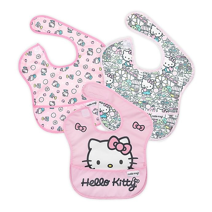 slide 1 of 3, Bumkins Hello Kitty SuperBibs - Black, 3 ct