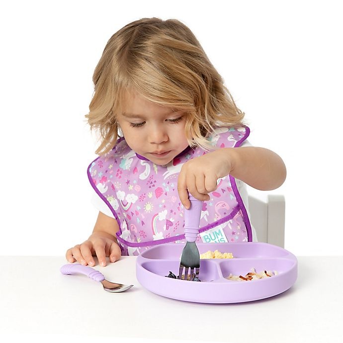 slide 3 of 3, Bumkins Silicone Grip Toddler Dish - Lavender, 1 ct