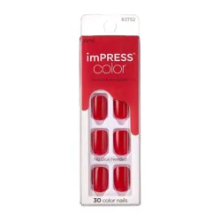 imPRESS Short Square Press-On Manicure Nails - Reddy or Not - 33 ct
