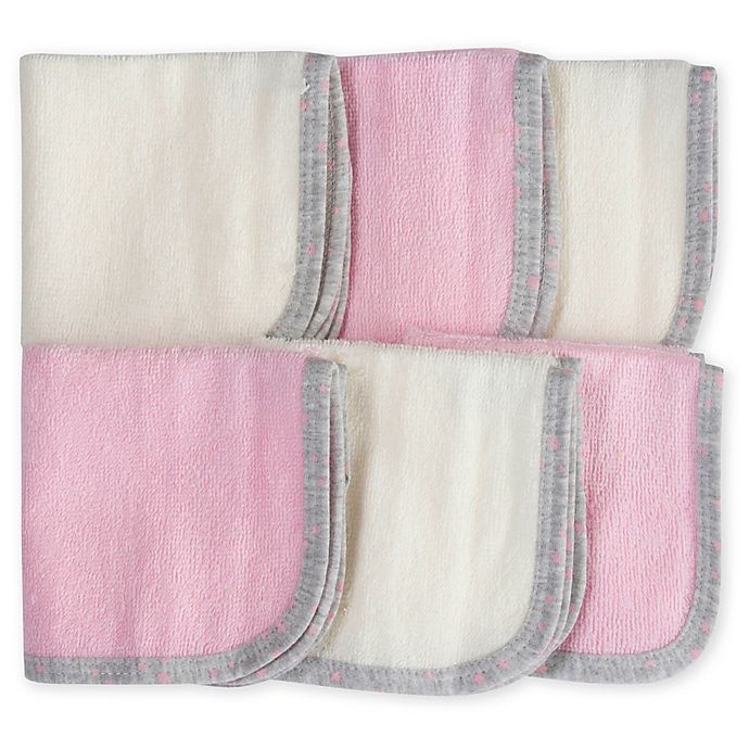slide 1 of 1, Gerber Woven Washcloths - Pink/White, 6 ct