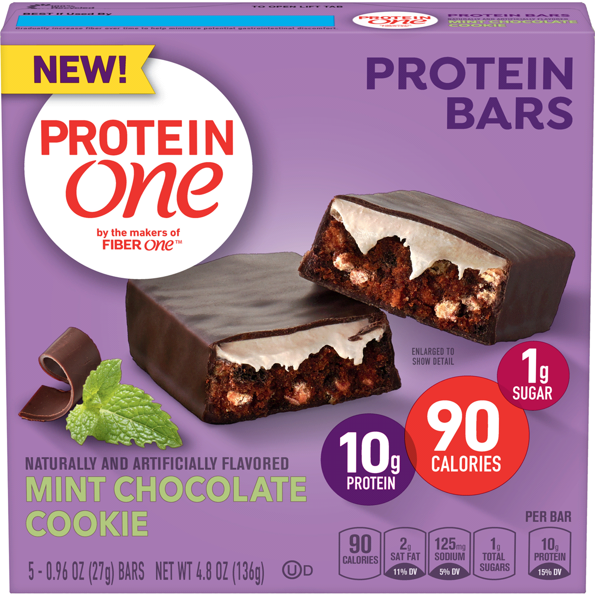 slide 1 of 3, Protein One Mint Chocolate Cookie Protein Bars, 4.8 oz