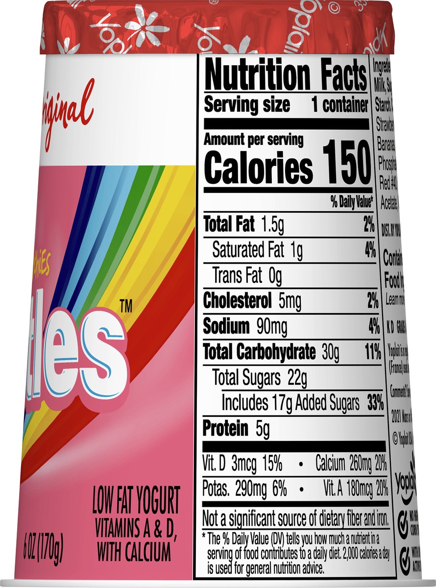 slide 13 of 13, Yoplait Original Skittles Smoothies Low Fat Yogurt, 6 OZ Yogurt Cup, 6 oz