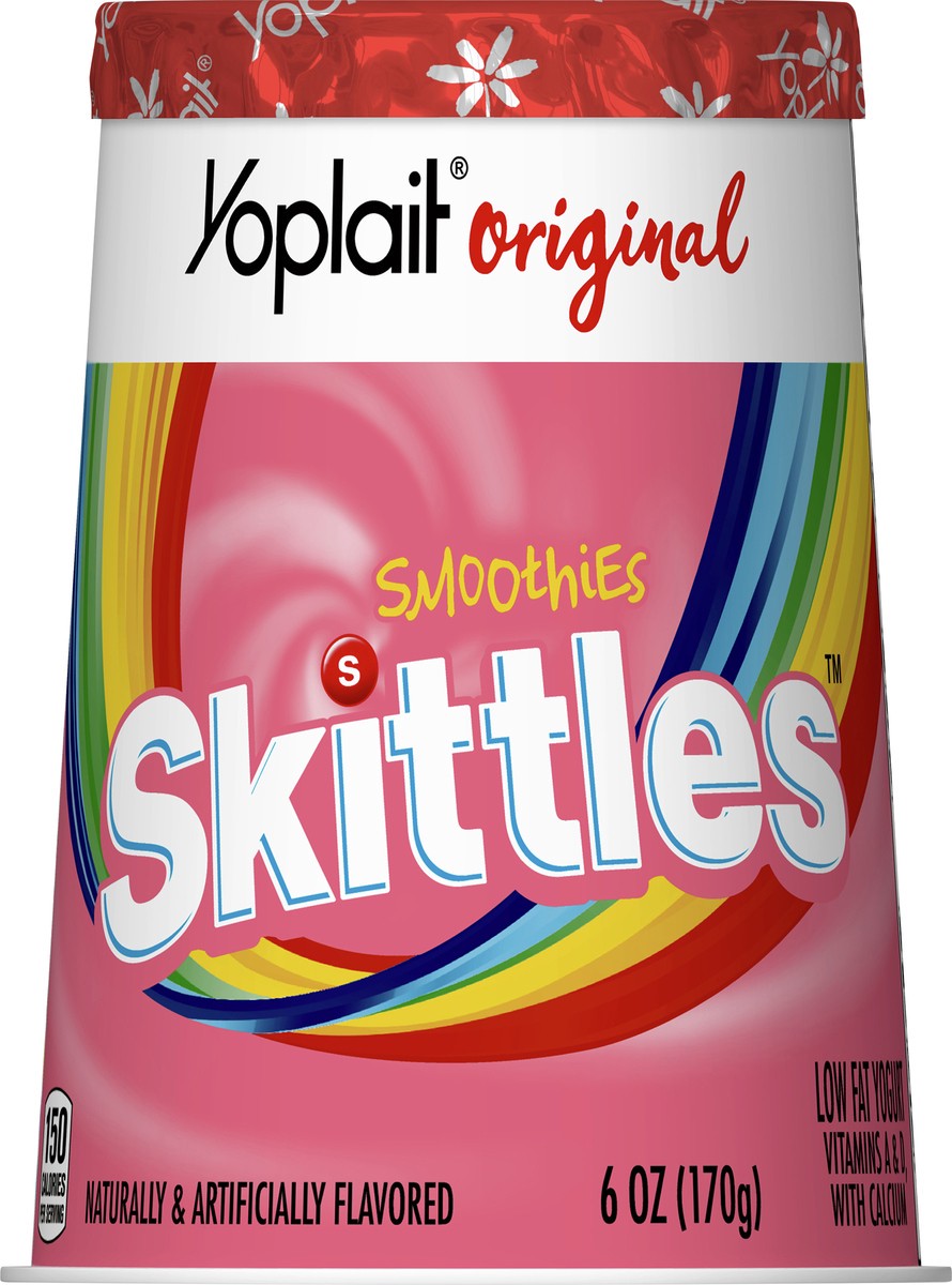 slide 10 of 13, Yoplait Original Skittles Smoothies Low Fat Yogurt, 6 OZ Yogurt Cup, 6 oz