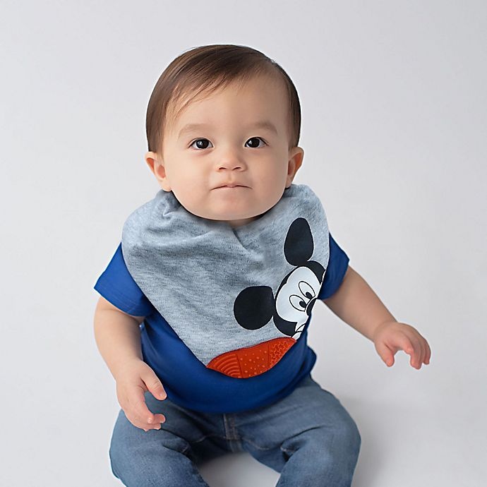 slide 3 of 3, Neat Solutions Disney Mickey Mouse Scarf Bibs with Teether - Heather Grey, 3 ct