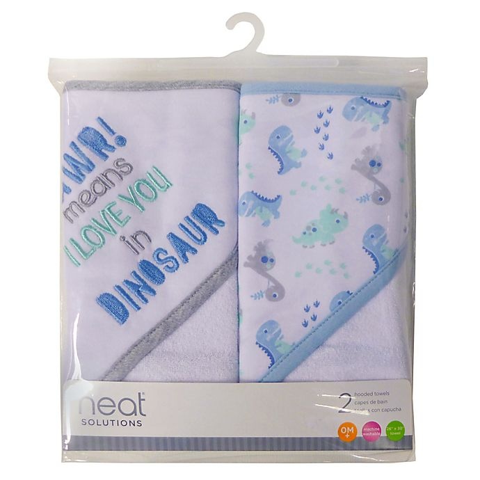 slide 2 of 4, Neat Solutions Dinosaur Hooded Towels - Blue, 2 ct