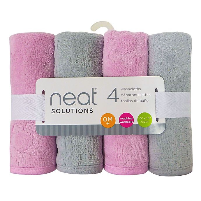 slide 4 of 4, Neat Solutions Woven Elephant Washcloths - Pink/Grey, 4 ct