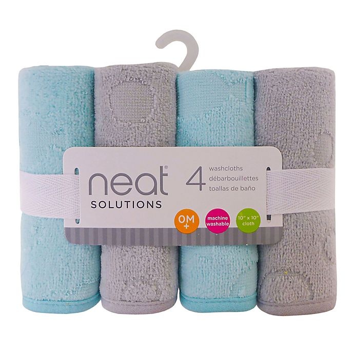 slide 2 of 4, Neat Solutions Woven Fish Washcloths - Teal/Grey, 4 ct