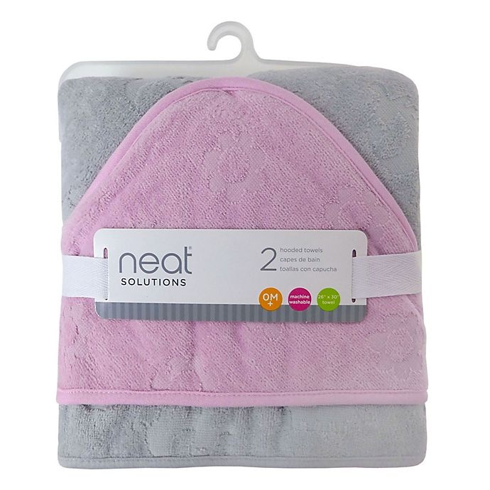 slide 4 of 4, Neat Solutions Elephant Hooded Towels - Pink/Grey, 2 ct