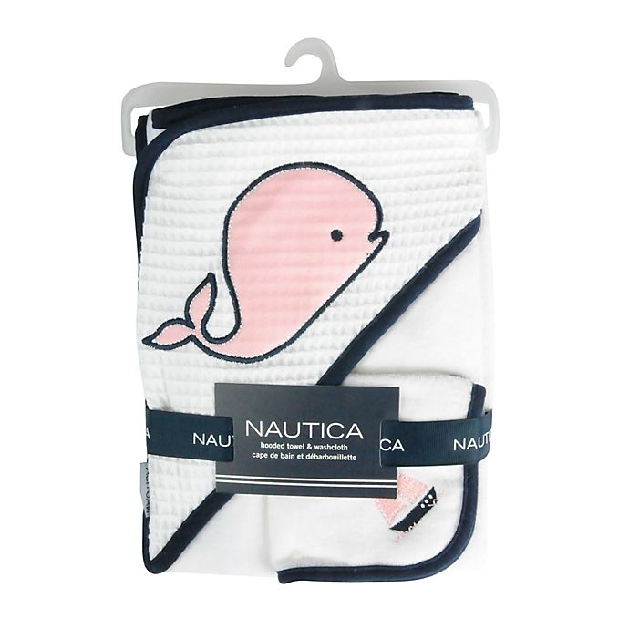 slide 4 of 5, Nautica Hooded Towel and Washcloth Set - Pink, 2 ct