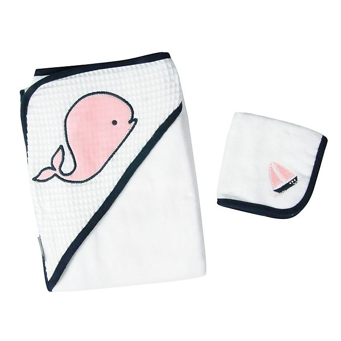 slide 5 of 5, Nautica Hooded Towel and Washcloth Set - Pink, 2 ct