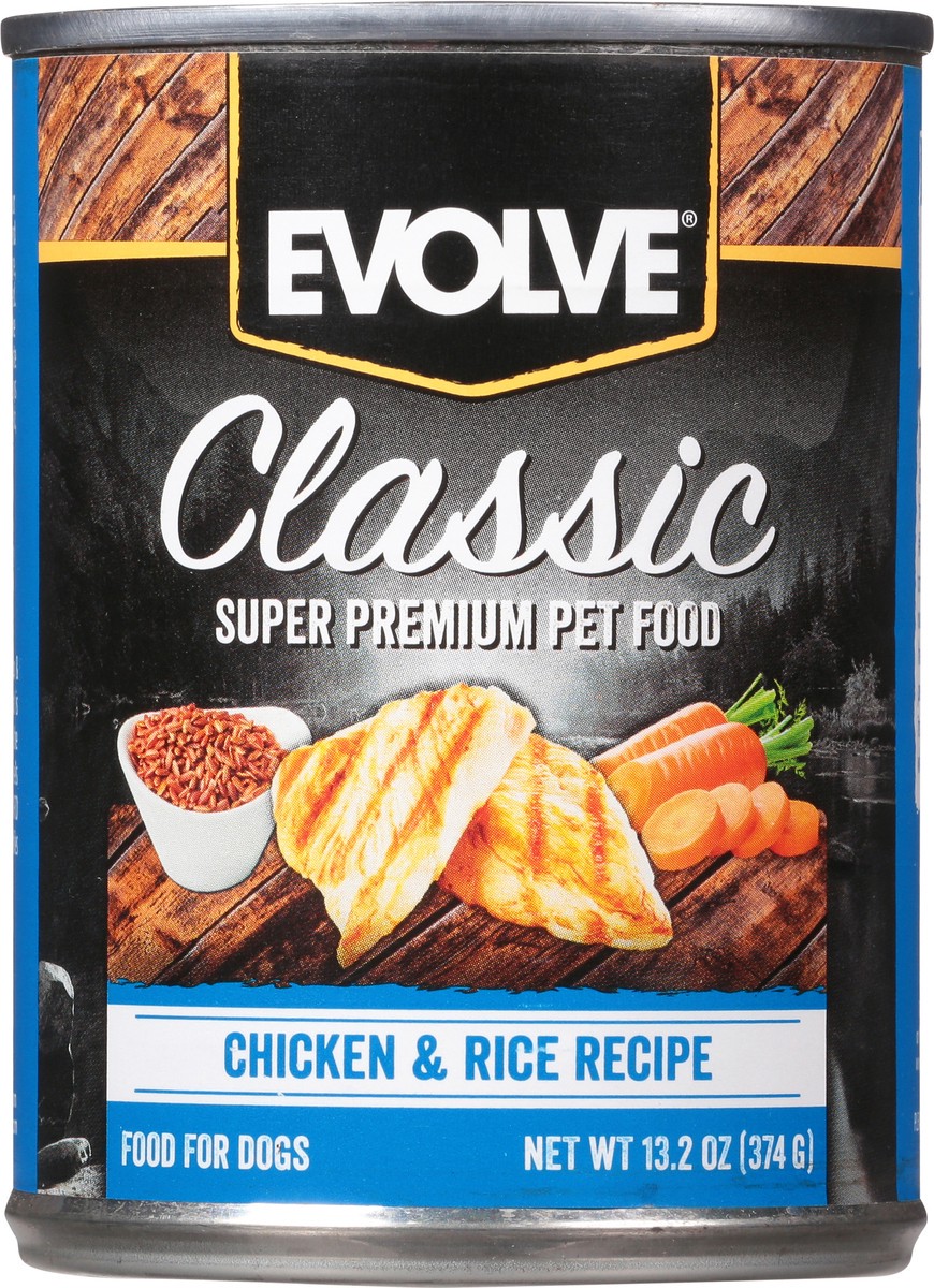 slide 7 of 12, Evolve Classic Chicken & Rice Recipe Food for Dogs 13.2 oz Can, 13.2 oz