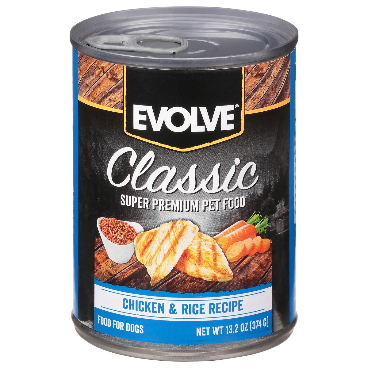 slide 9 of 12, Evolve Classic Chicken & Rice Recipe Food for Dogs 13.2 oz Can, 13.2 oz