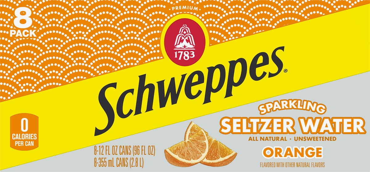 slide 9 of 9, Schweppes Orange Sparkling Water Beverage - 8 ct; 12 fl oz, 8 ct; 12 fl oz