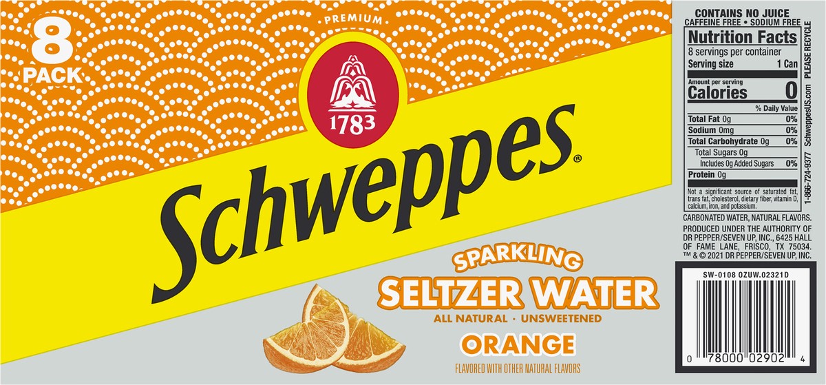 slide 6 of 9, Schweppes Orange Sparkling Water Beverage - 8 ct; 12 fl oz, 8 ct; 12 fl oz