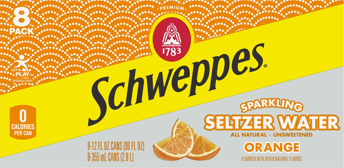 slide 5 of 9, Schweppes Orange Sparkling Water Beverage - 8 ct; 12 fl oz, 8 ct; 12 fl oz