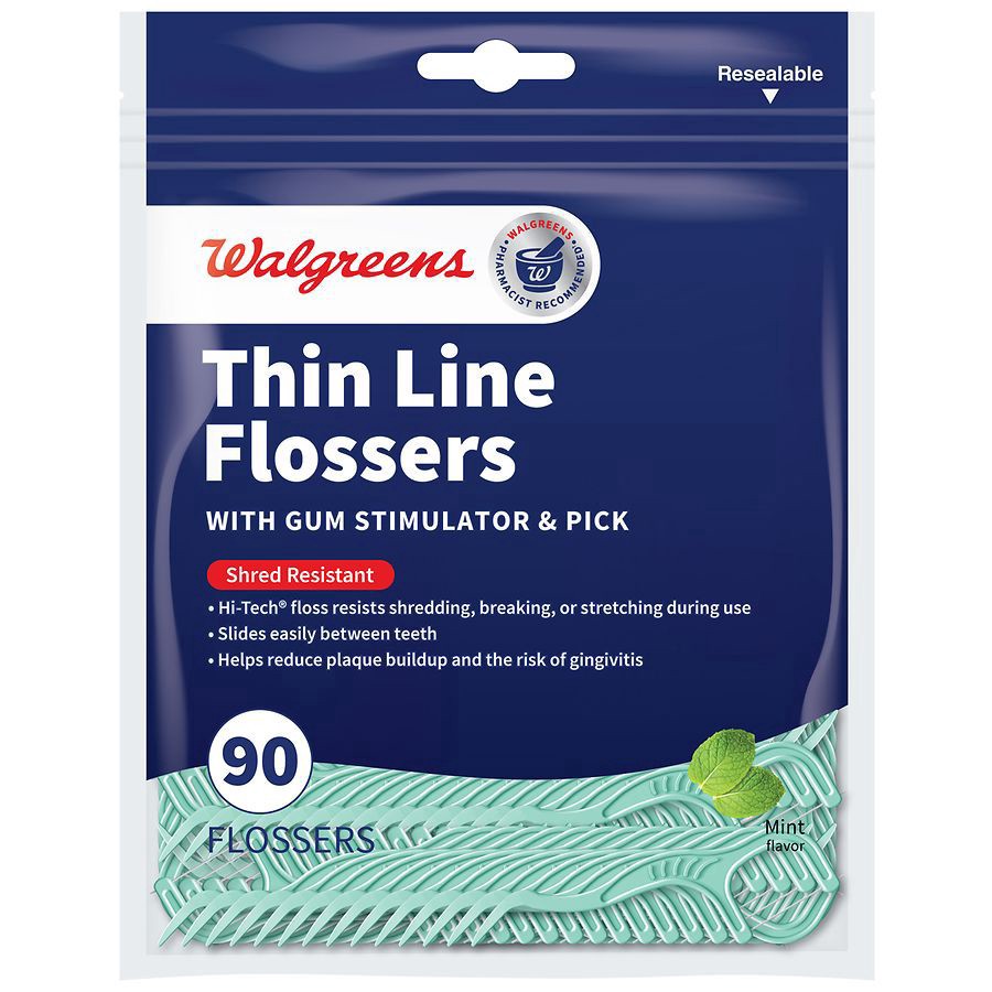 slide 1 of 5, Walgreens Hi-Tech Flossups Dental Flossers, Curvy Dental Pick Mint, 90 ct