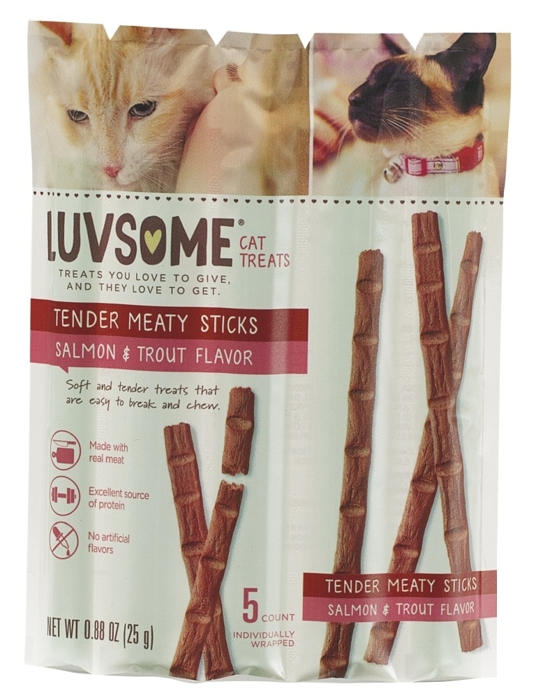 slide 1 of 1, Luvsome Salmon & Trout Cat Treats, 0.88 oz