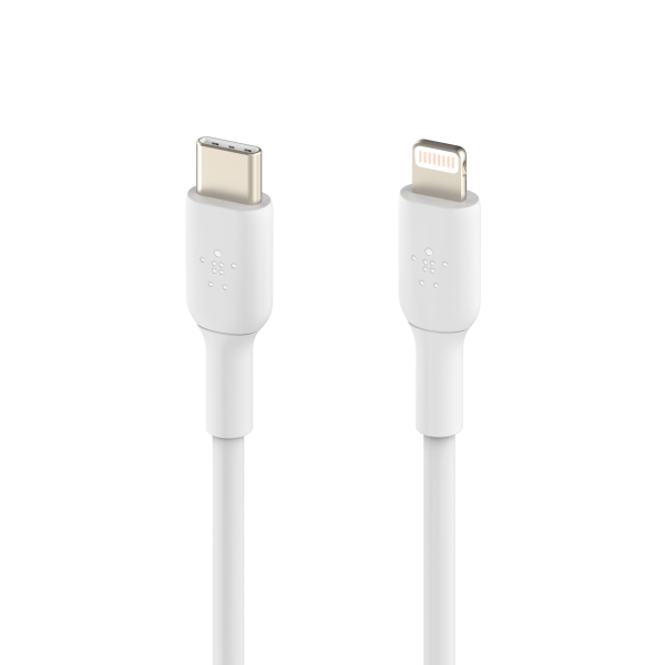 slide 2 of 9, Belkin BoostCharge Fast Charging USB C to Lightning Cable /1M - MFi Certified 18W Power Delivery iPhone Charger Cord - Apple Charger USB C Cable - Fast Charging for iPhone 14, iPhone 13 - White, 3.3 ft