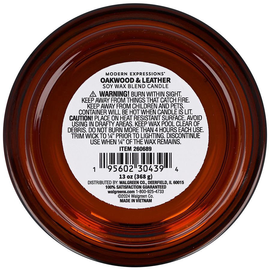 slide 5 of 5, Modern Expressions Soy Blend Candle Oakwood & Leather, 13 oz